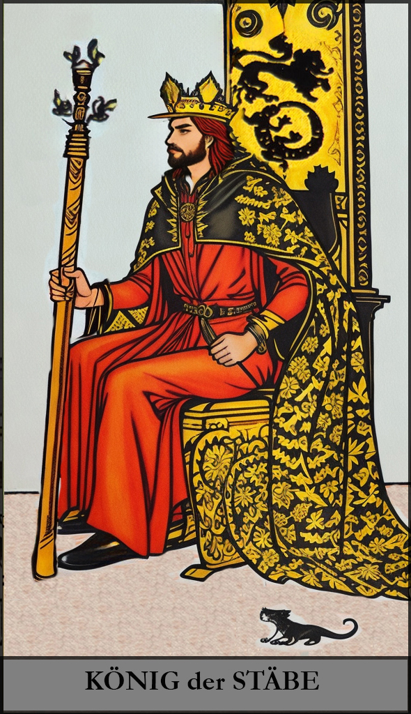 Hauptansicht des 'König der Stäbe' Tarot-Karten