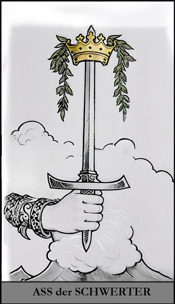 Hauptansicht des 'Ass der Schwerter' Tarot-Karten
